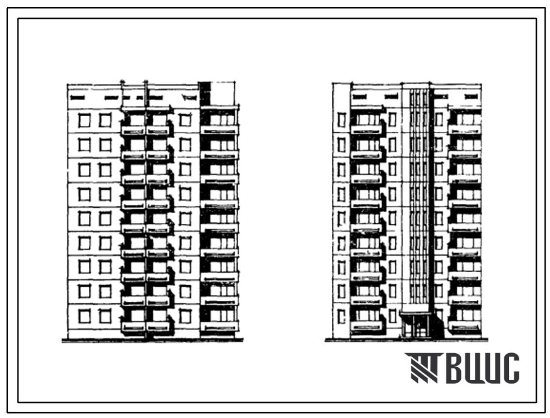 Типовой проект 135-0102с 9-этажная 18-квартирная поворотная с торцевым окончанием блок-секция 3Б-3Б (прямая)