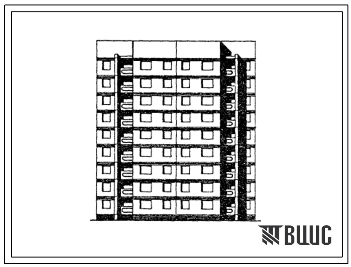 Типовой проект 152-027.13.86 9-этажная рядовая торцевая блок-секция на 36 квартир 2Б.2Б.3Б.3Б (для строительства в г. Лангепасе Тюменской области)