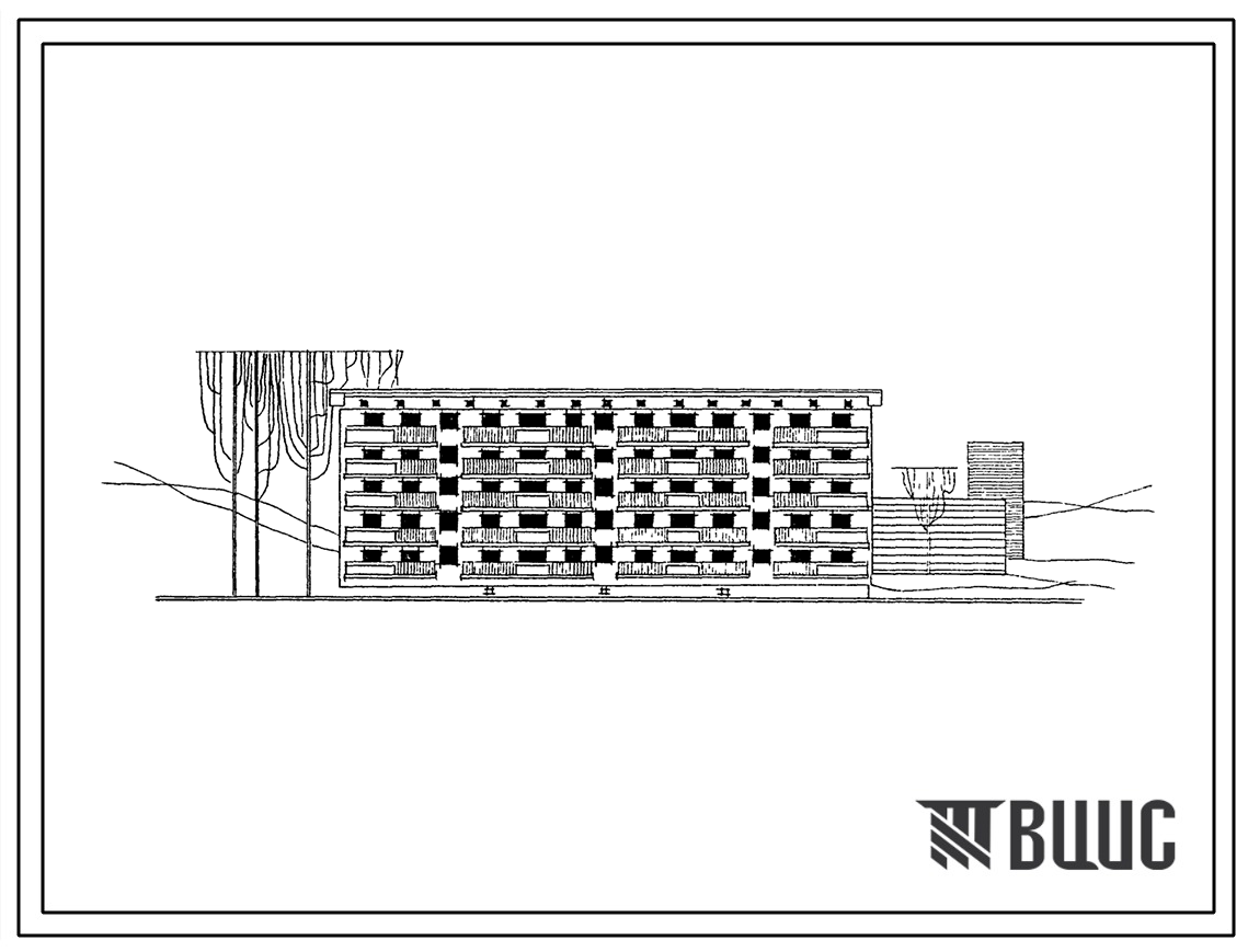 Фасады Типовой проект 1Г-450с-2к  Пятиэтажный трехсекционный жилой дом на 40 квартир (стены кирпичные) с техническим подпольем.