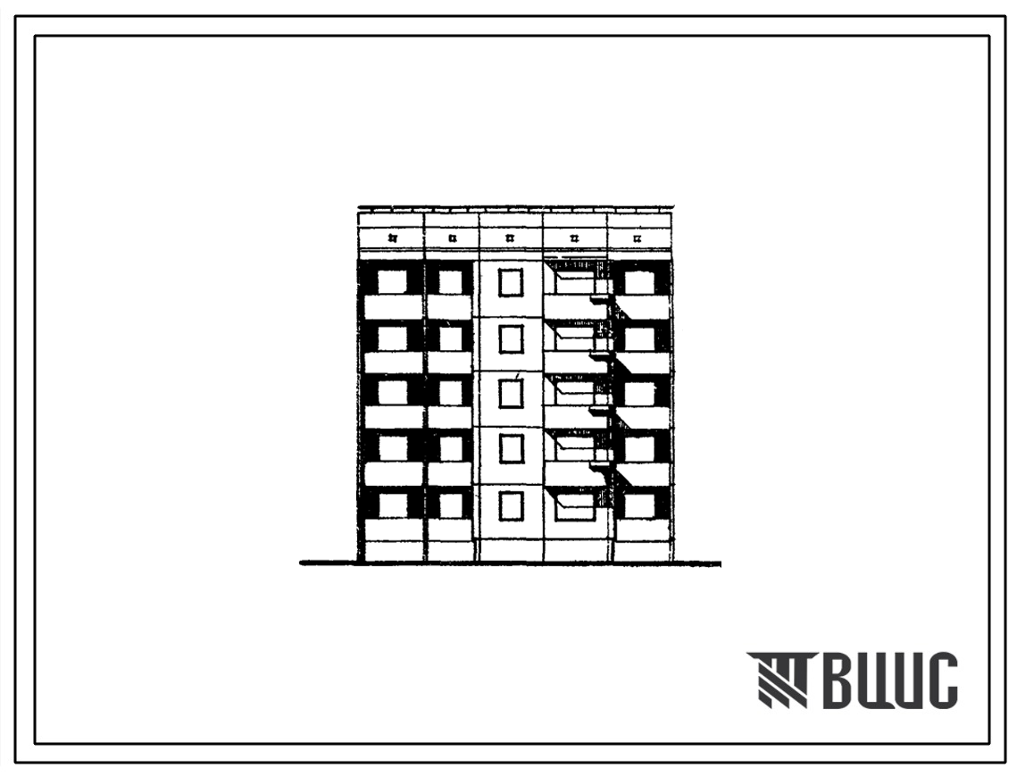 Типовой проект 94-05/1.2 Блок-секция рядовая правая 5-этажная 15-квартирная 1Б-2Б-3Б