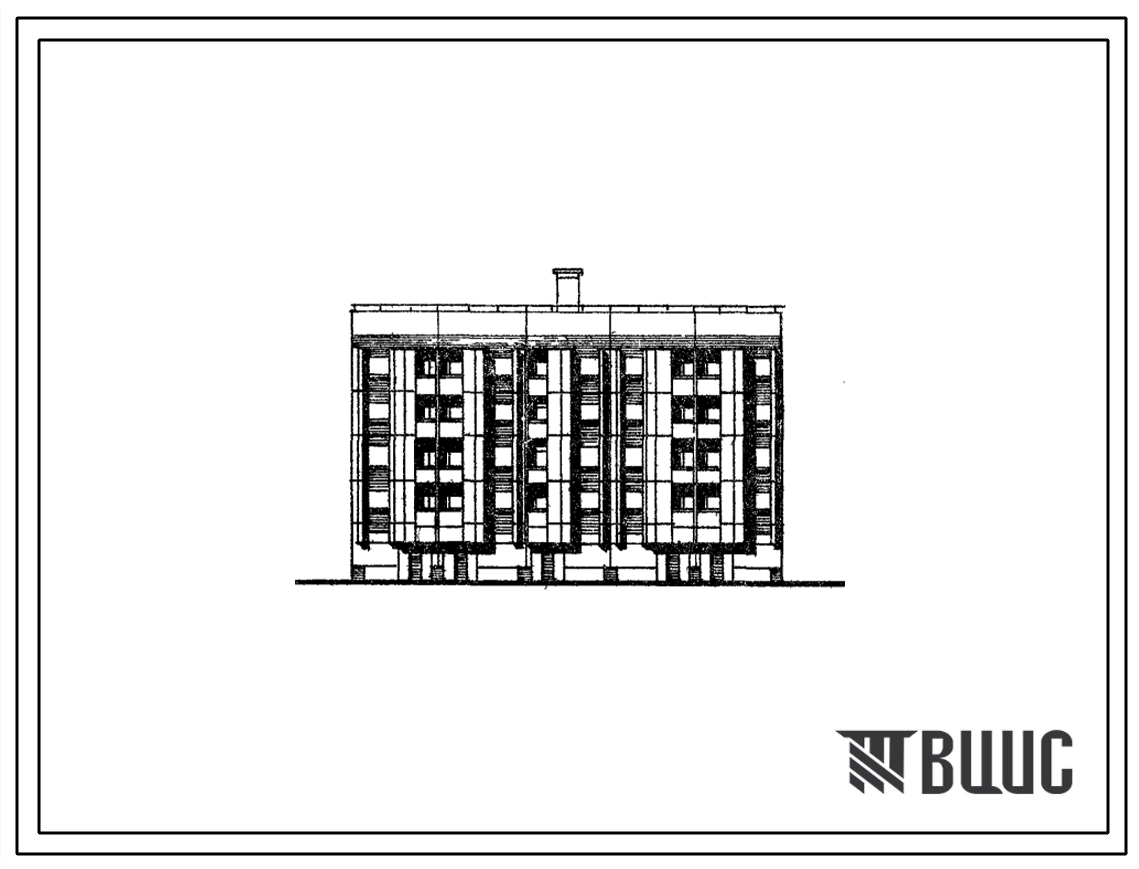 Фасады Типовой проект 184-04м.87 Блок-секция 5-этажная рядовая для малосемейных 1-1-1-1-1-1-1.