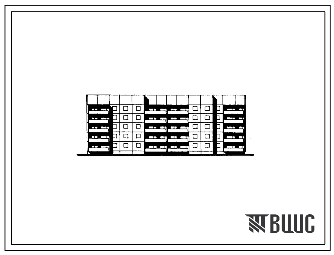 Типовой проект 92-042с.13.86 Блок-секция 5-этажная 39-квартирная рядовая 1Б.2Б.3Б.3Б - 1Б.2Б.3Б.3Б для г. Находка