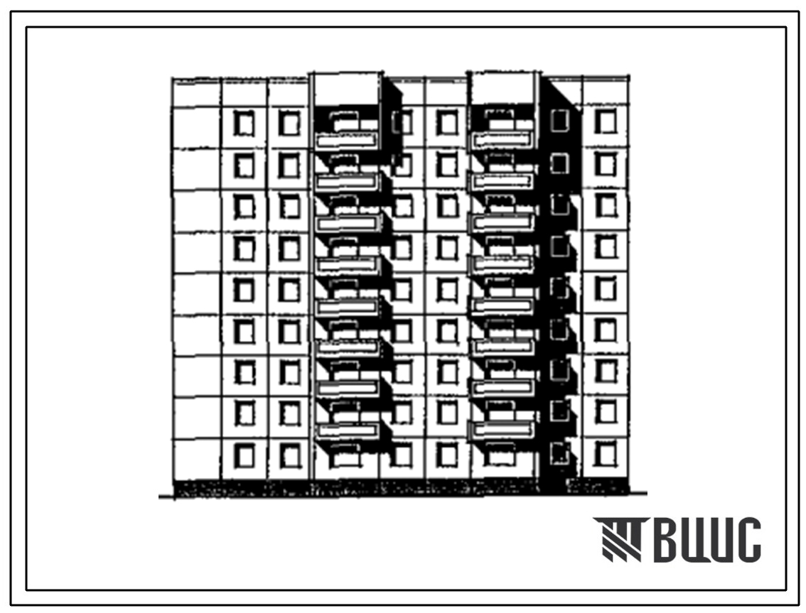 Типовой проект 97-0322.88 Блок-секция 9-этажная 45-квартирная угловая левая 2-2-2-3-3