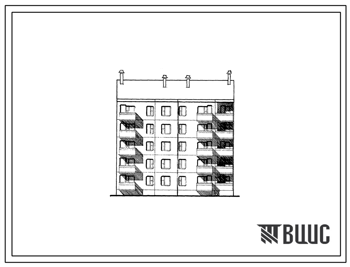 Типовой проект 135-05с/1 Пятиэтажная блок-секция рядовая правая на 15 квартир (двухкомнатных 2Б-5, трехкомнатных 3А-5, 3Б-5). Для строительства в районах сейсмичностью 7, 8 и 9 баллов в 1В климатическом подрайоне и условий строительства на трассе БАМ