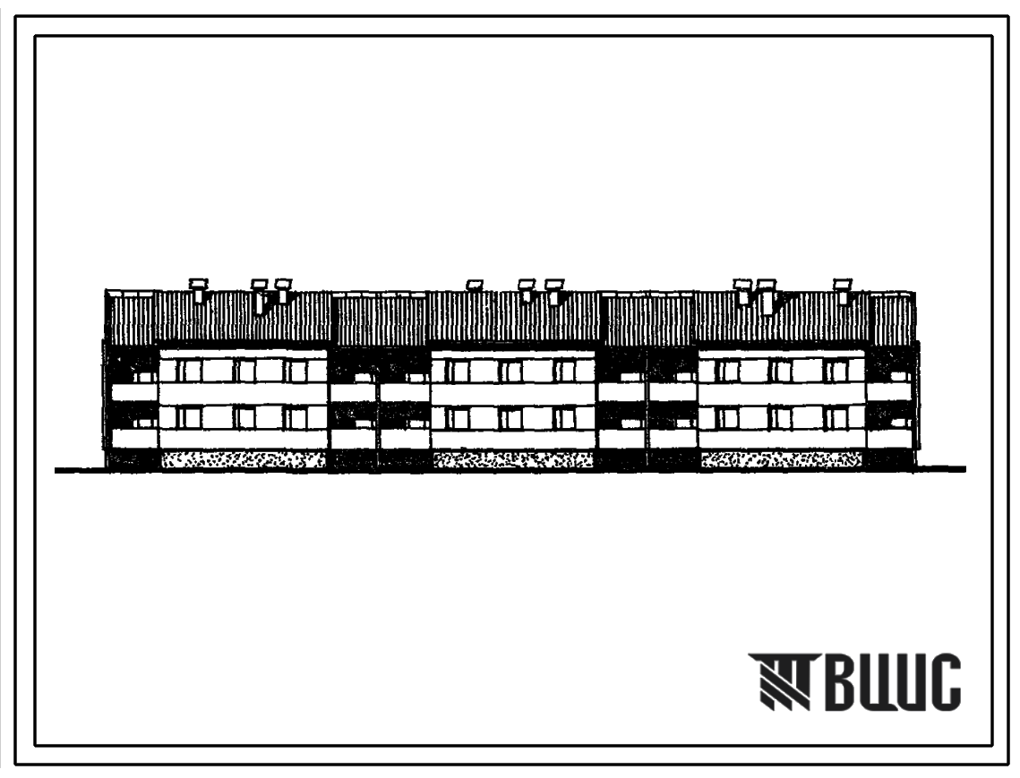 Фасады Типовой проект 111-26-95.85 2-этажный 3-секционный 16-квартирный жилой дом (наружные стены из Аглопоритобетонных панелей). Для строительства во 2 климатическом районе Украинской ССР (Полтавская область).