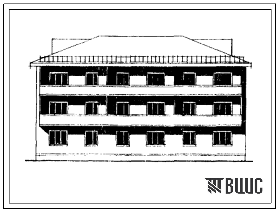 Типовой проект 114-52-199с Трехэтажный односекционный дом на 15 однокомнатных квартир типа 1Б. Для строительства во 2В, 3В климатических подрайонах Казахской ССР сейсмичностью 9 баллов