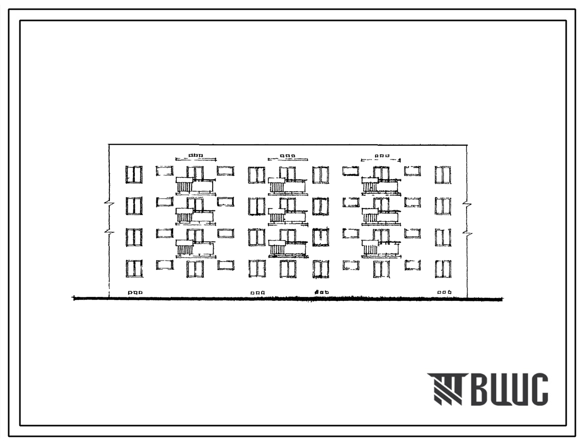 Типовой проект 109-017с Четырехэтажная сдвоенная блок-секция Р-3А.3Б-4Б.2Б на 16 квартир.