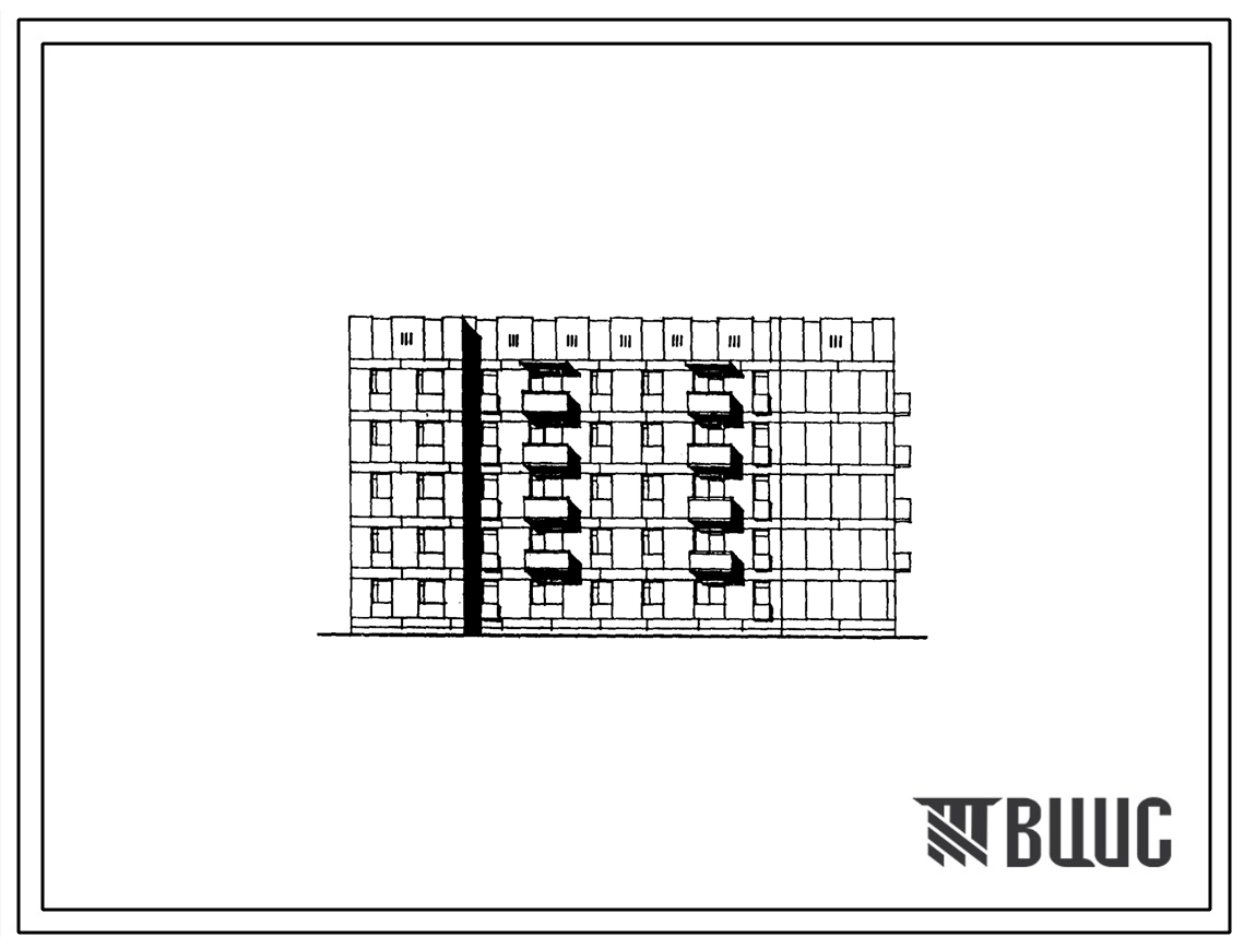 Типовой проект 174-019с.85 Блок-секция 5-этажная 2-секционная 35-квартирная торцовая правая 1А.1А.1Б.2Б-1А.2А.3Б