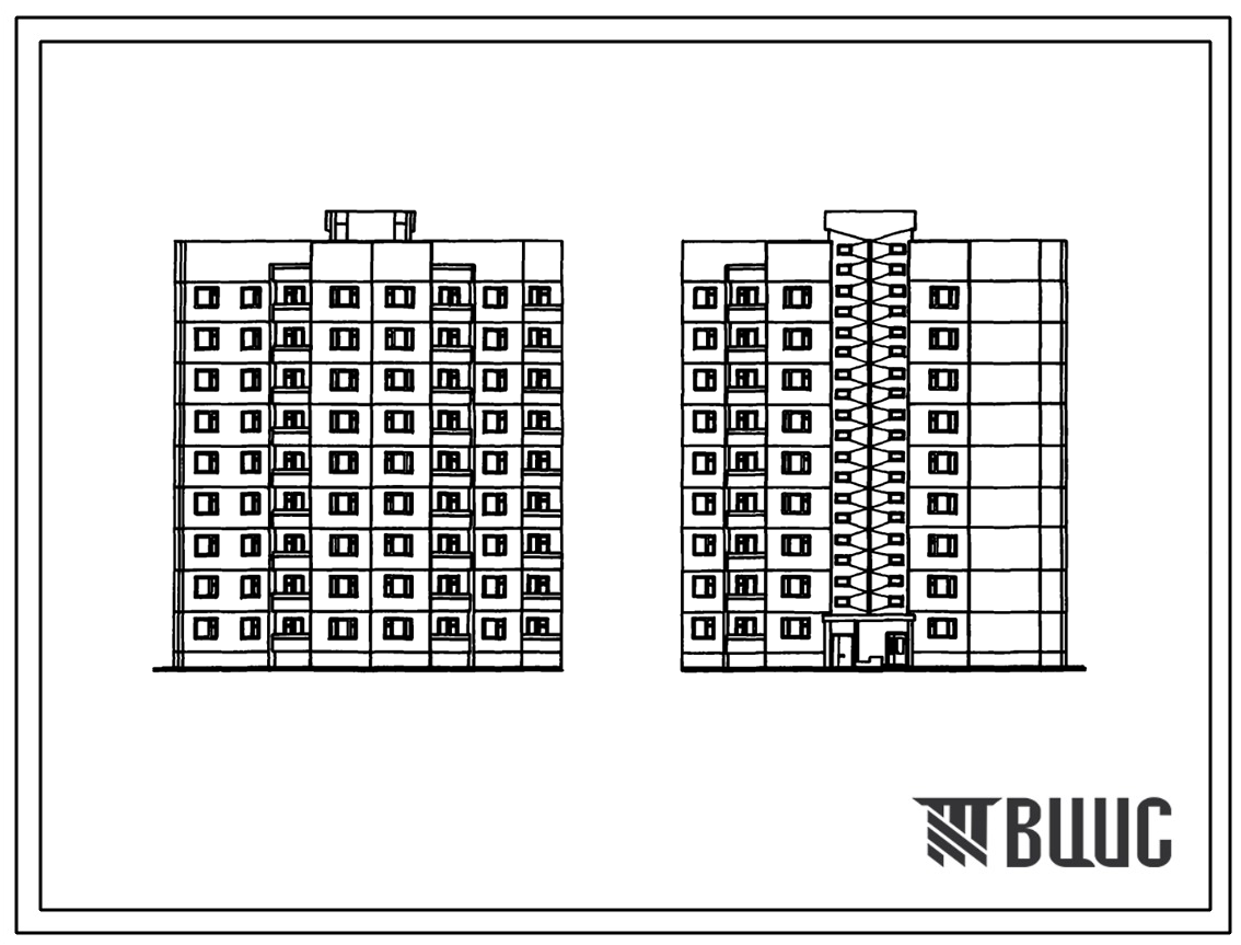 Типовой проект 90-0272.13.89 9-этажная торцевая-угловая блок-секция на 36 квартир 2-3-3-3 (правая) (для строительства в Белорусской ССР)