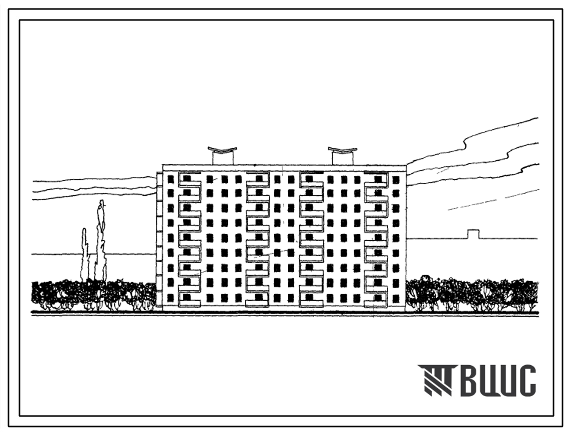 Типовой проект 1Кг-480-054 Двойная блок-секция 9-этажного жилого дома рядовая и левая торцевая на 72 квартиры.