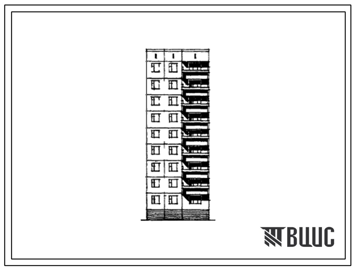 Типовой проект 97-0104/1 Девятиэтажная рядовая полублок-секция основная левая ОРIл-4Б.
