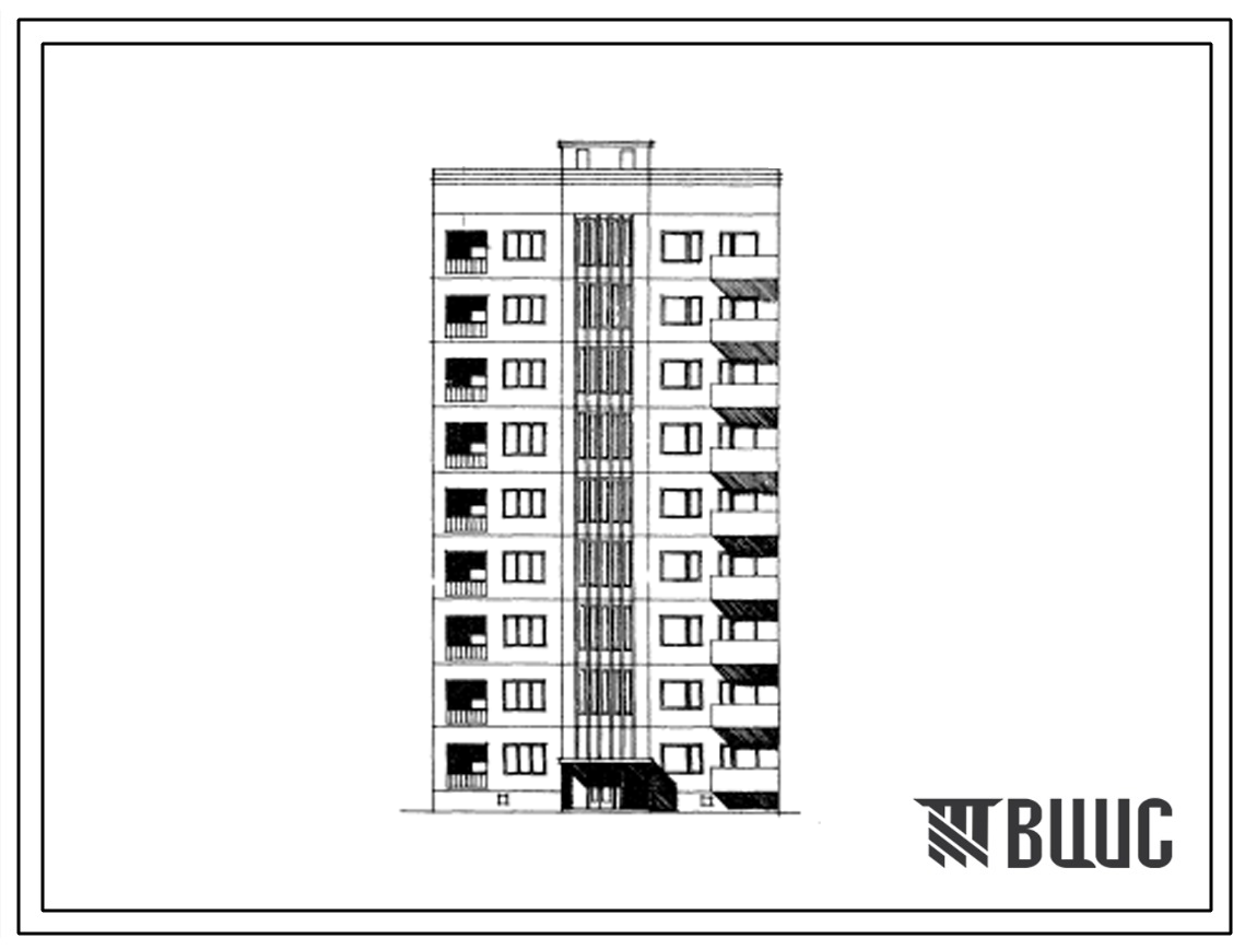 Типовой проект 129-07с/1 Девятиэтажная блок-секция рядовая – торцевая правая на 18 квартир (трехкомнатных 3А-9, 3Б-9). Для строительства в 4 климатическом районе Армянской ССР сейсмичностью 7 и 8 баллов