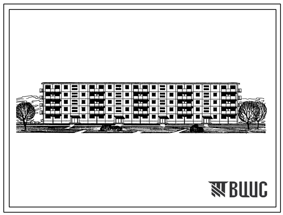 Типовой проект 1р-303-4 Пятиэтажный четырехсекционный крупнопанельный жилой дом на 80 квартир. Для кооперативного строительства