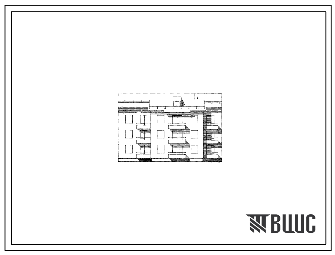 Типовой проект 202-03 Трехэтажная (взаимозаменяемая поэтажно) рядовая блок-секция 2Б-2Б-3Б на 9 квартир  (двухкомнатных 2Б-6, трехкомнатных 3Б-3). Для строительства в 1В, 1Д и 2В климатических подрайонах