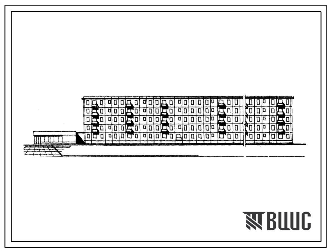 Типовой проект 1-468Б-1 Пятиэтажный трехсекционный дом на 118/119 квартир (вариант со встроено-пристроенным блоком).