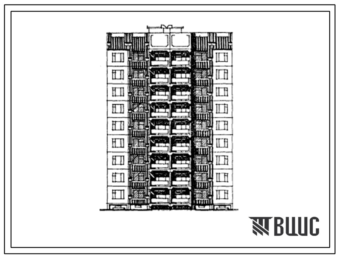 Типовой проект 76-0105с.13.87 Блок-секция 9-этажная 27-квартирная рядовая с торцевыми окончаниями 3.1.3. Для строительства в Таджикской ССР.