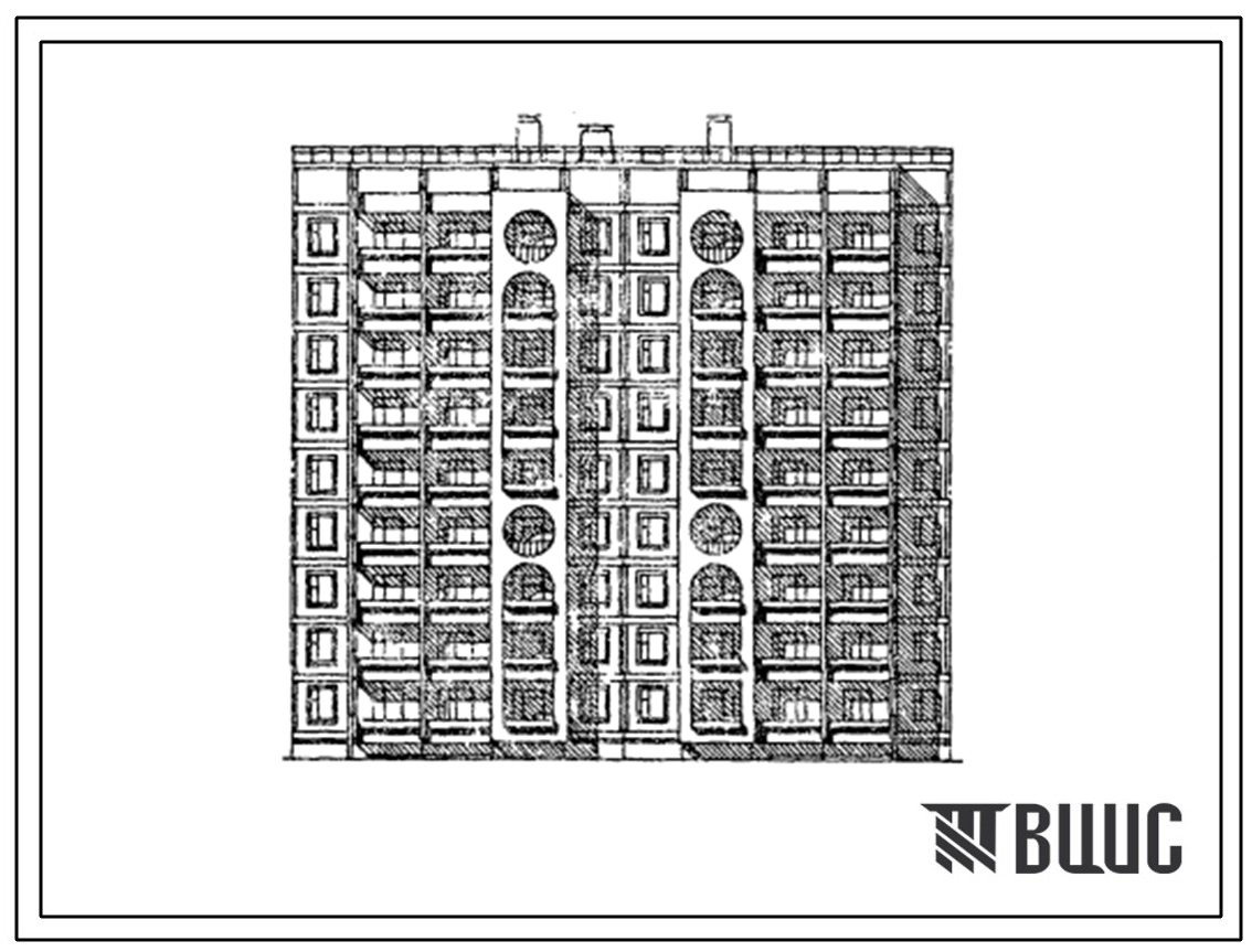 Типовой проект 158-026с.13.88 Девятиэтажная блок-секция с торцевыми окончаниями на 54 квартиры. Для Киргизской ССР