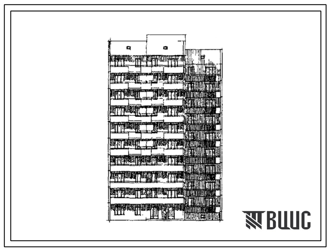 Типовой проект 108-020 Девятиэтажная крупнопанельная блок-секция на 45 квартир (точечная, торцовая, угловая, поворотная) 1Б.1Б.2Б.2Б.2Б