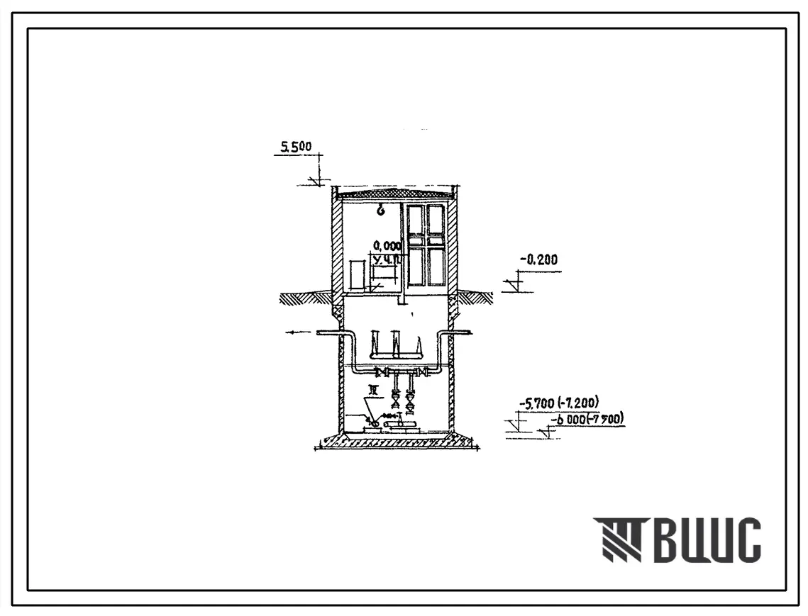 Типовой проект 902-1-55 Насосная станция для перекачки сточных вод инфекционной больницы на 300 коек при глубине заложения подводящего коллектора 3,0 и 4,5 м