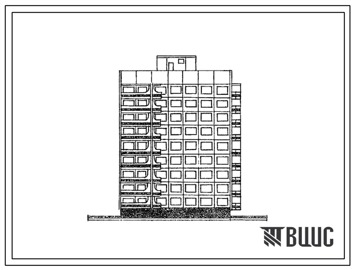 Типовой проект 121-0103.84 Блок-секция правая торцевая 9-этажная 36-квартирная 2А-2Б-2Б-3Б. Для строительства в 3Б климатическом подрайоне Украинской ССР (г.Керчь).