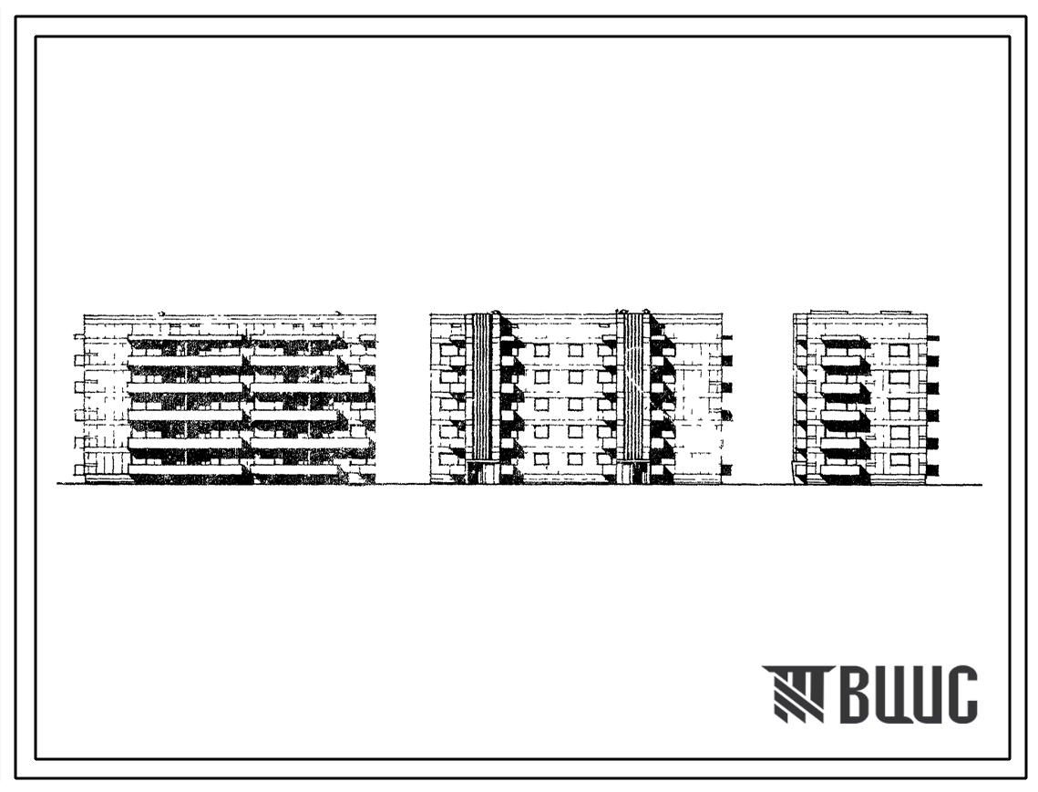 Фасады Типовой проект 67-015/1 5-этажная двойная блок-секция на 25 квартир 1Б, 2Б, 3Б-2Б, 3Б (левая)