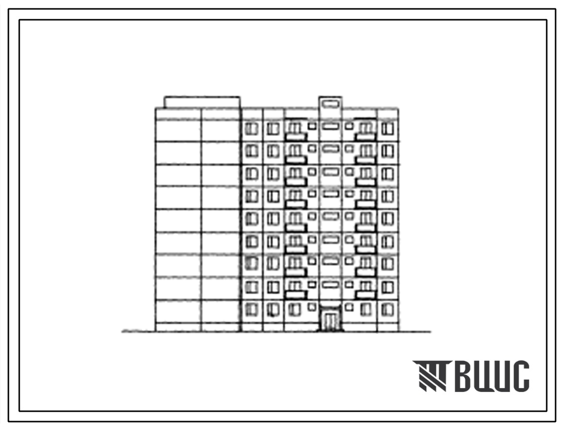 Типовой проект 127-037с/1 Девятиэтажная блок-секция угловая левая с расположением лестниц с внутренней стороны угла на 45 квартир (однокомнатных 1Б-18, трехкомнатных 3Б-18, четырехкомнатных 4Б-9). Для строительства в 4В климатическом подрайоне Грузинской 
