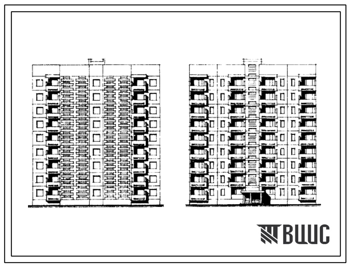 Типовой проект 135-0108с 9-этажная 36-квартирная рядовая блок-секция 2Б.1Б.1Б.2Б