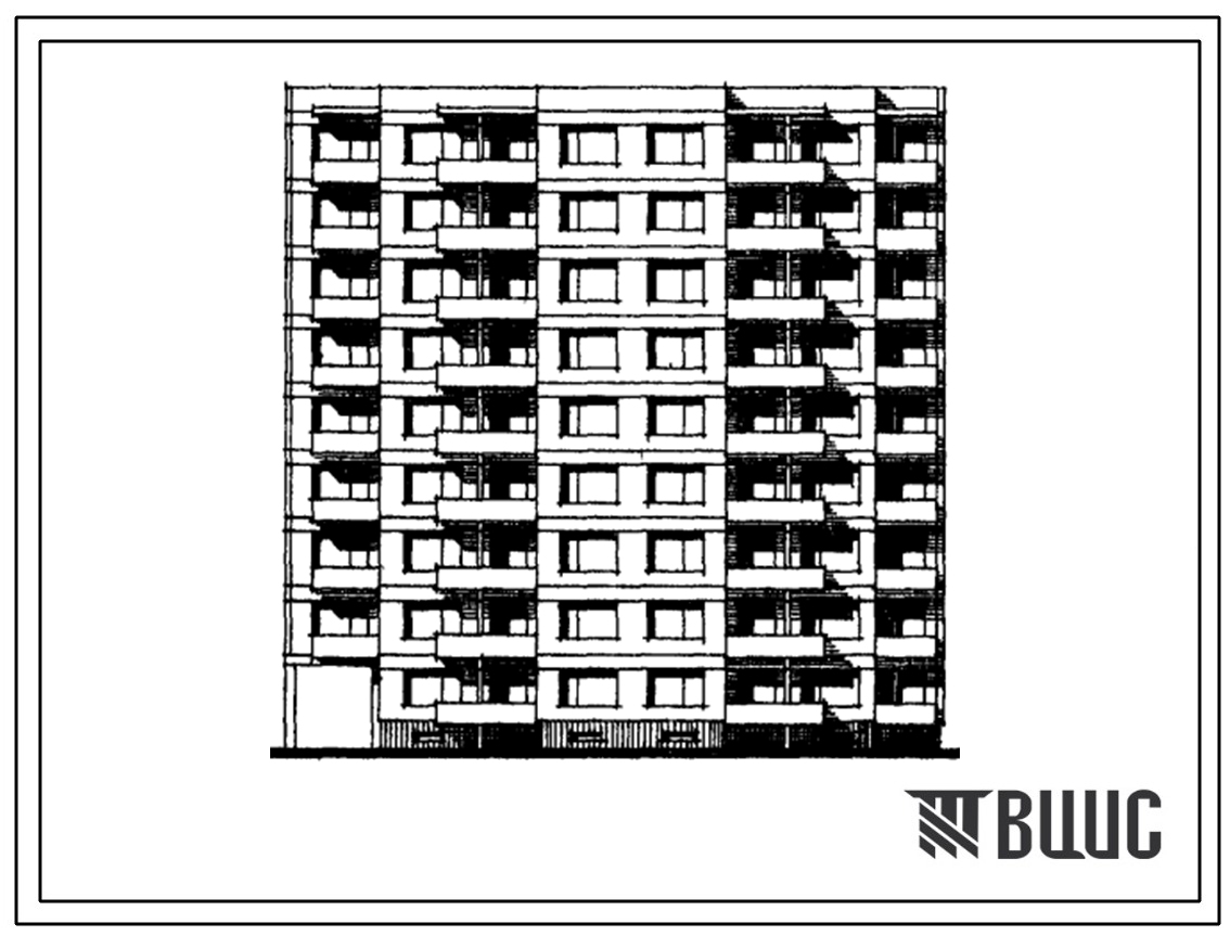 Типовой проект 120В-021/1 Девятиэтажная блок-секция на 35 квартир (двухкомнатных 2Б-17, трехкомнатных 3А-8, 3Б-9, четырехкомнатных 4Б-1). Для строительства во 2В климатическом подрайоне Литовской ССР