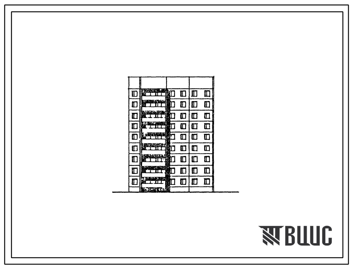 Типовой проект 75-09/1.2 Блок-секция 9-этажная 27 квартирная торцевая правая 2Б-3Б-5Б