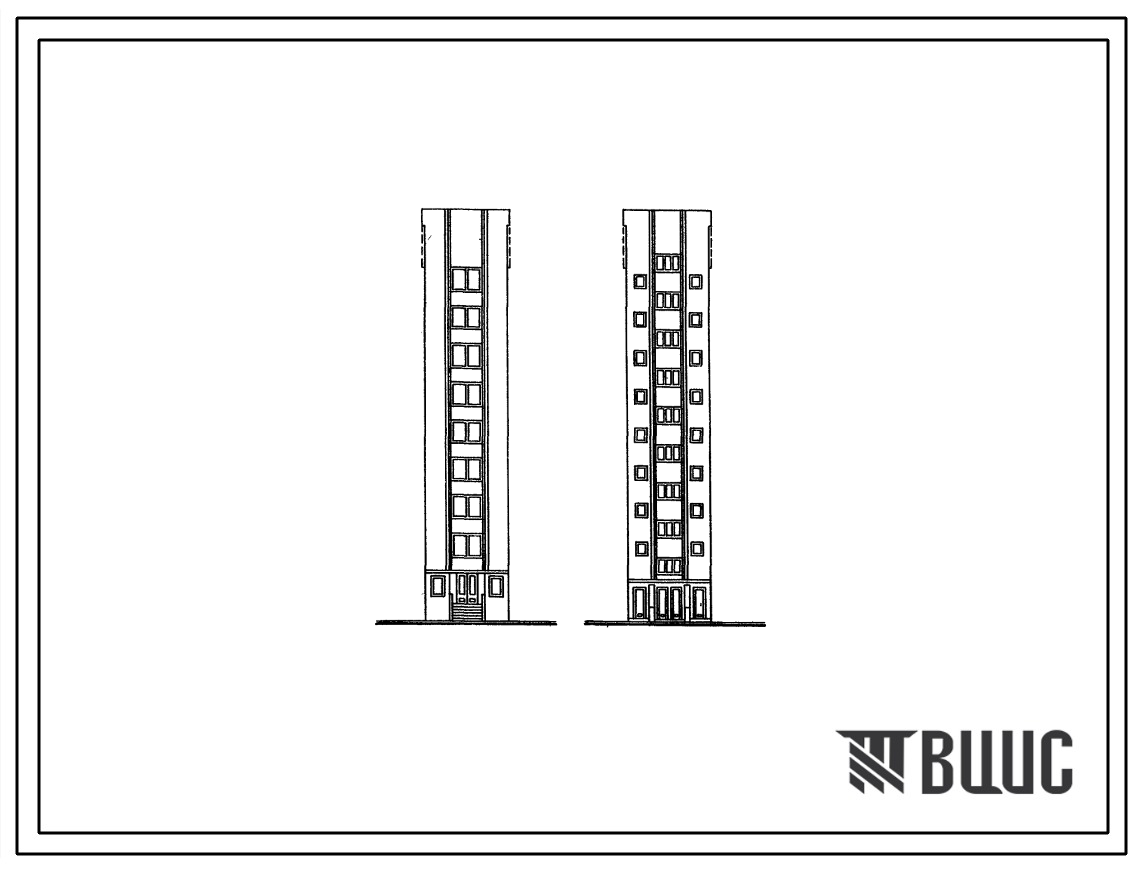 Типовой проект 147-05с Девятиэтажный лестнично-лифтовый блок для прямолинейного примыкания. Для строительства в 3Б и 4В климатических районах сейсмичностью 7 и 8 баллов