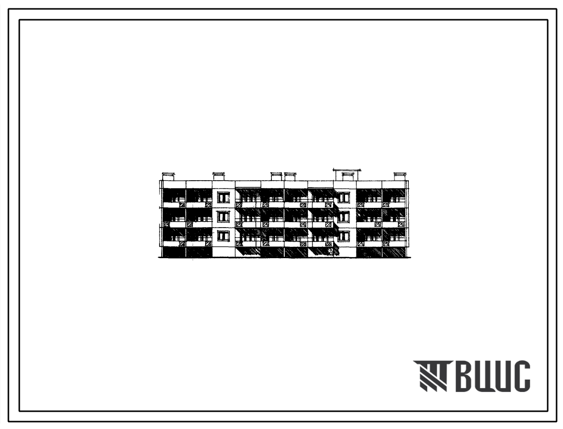 Типовой проект 111-210-10 Трехэтажный двухсекционный дом на 18 квартир (однокомнатных 1Б-6; двухкомнатных 2Б-6; трехкомнатных 3Б-6)