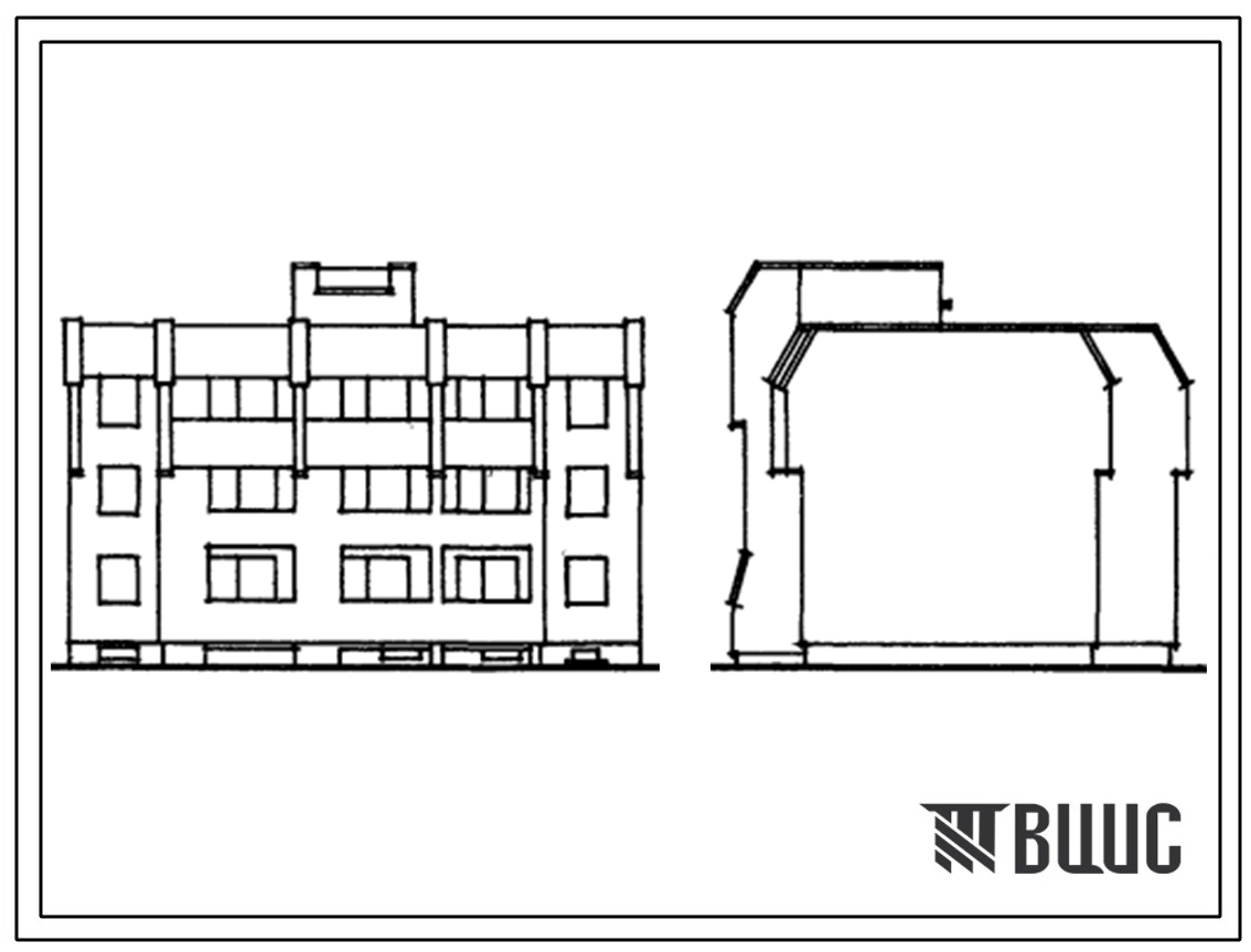 Типовой проект 1-318-0100.84 Блок-секция 3-этажная 6-квартирная рядовая, с торцевыми окончаниями 3Б-4Б. Для строительства во 2В климатическом подрайоне Литовской ССР (для застройки малых городов).