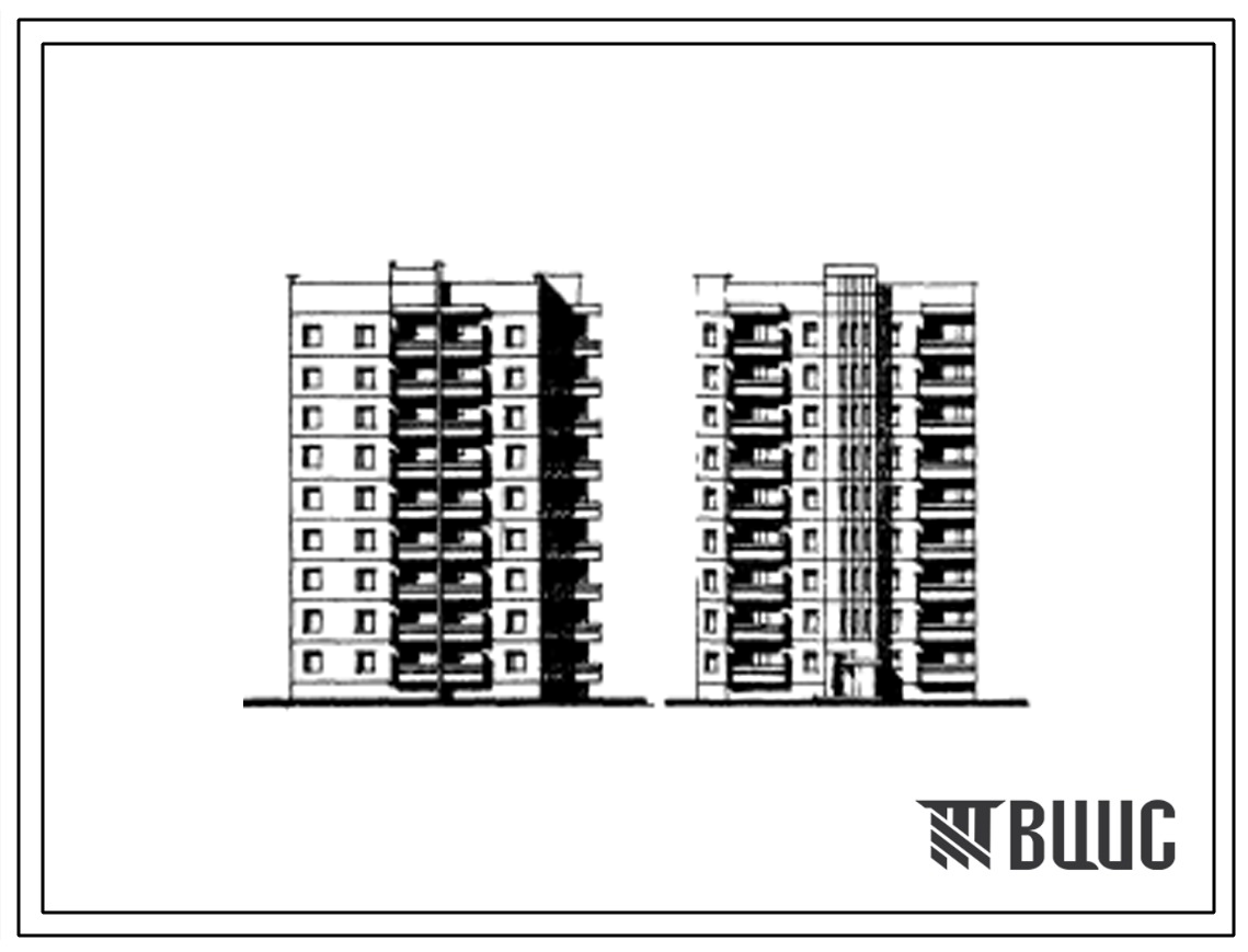 Типовой проект 135-083с Блок-секция девятиэтажная 18-квартирная поворотная с торцевым окончанием  (трехкомнатных 3Б-18).