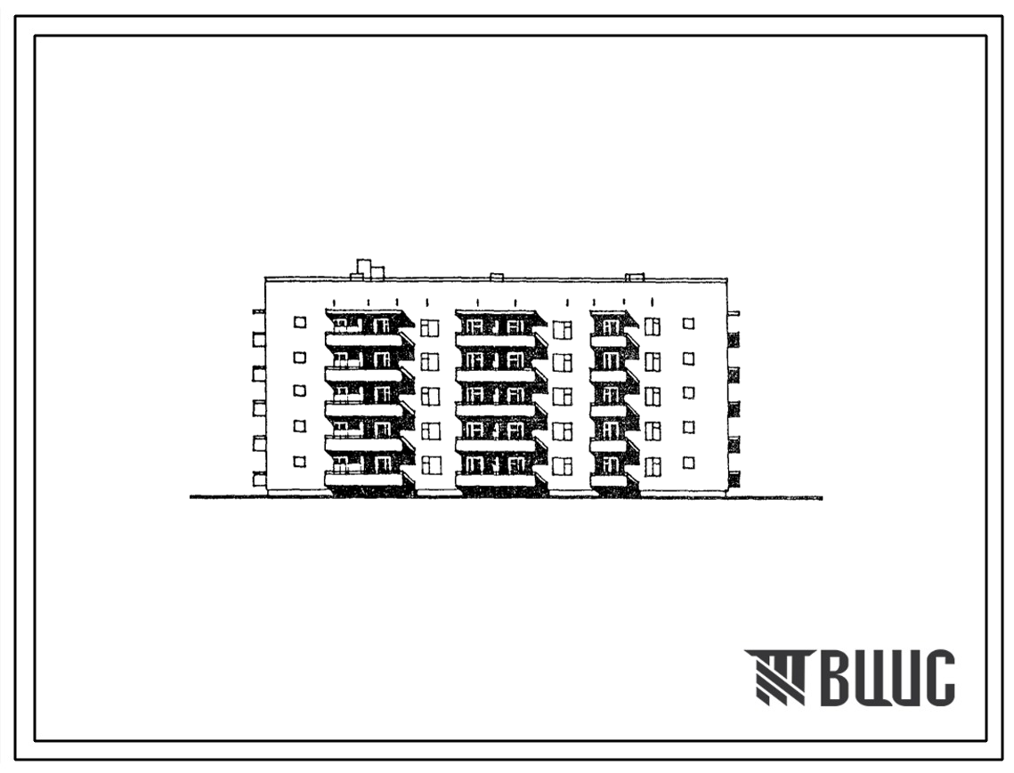Фасады Типовой проект 67-047с.13.87 5-этажная блок-секция для малосемейных торцовая 1, 1, 1, 2-2, 1, 1, 1 на 40 квартир для строительства на сейсмических территориях УССР