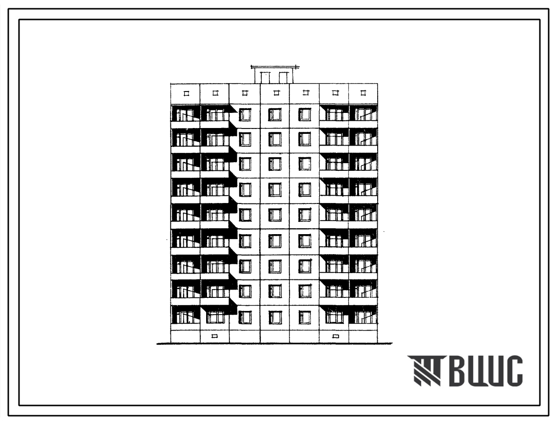 Типовой проект 94-098.83 Блок-секция 9-этажная 36-квартирная рядовая 3Б-3Б-2Б-1Б. Для строительства в Киевской области.