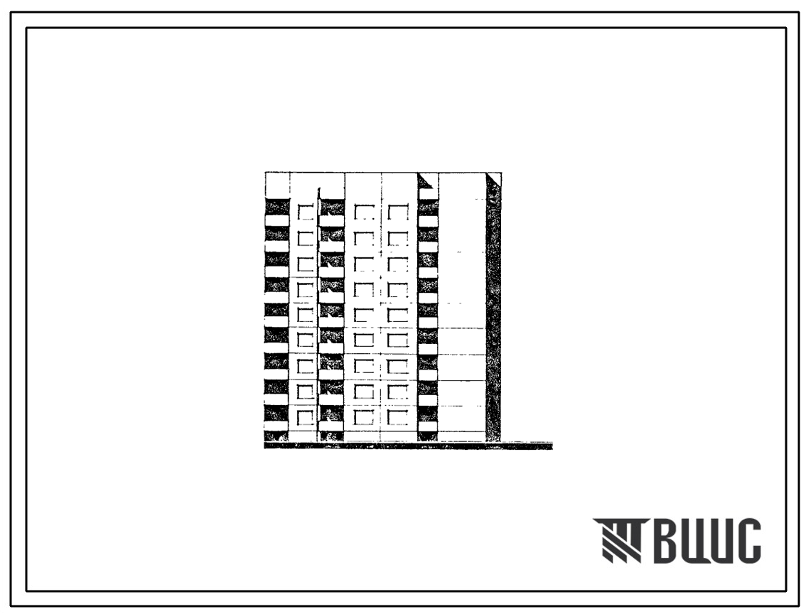 Типовой проект 90-061.85 9-этажная торцевая блок-секция на 36 квартир 2Б.2Б.3Б.3Б (левая). Для строительства во 2В климатическом подрайоне Белорусской ССР.
