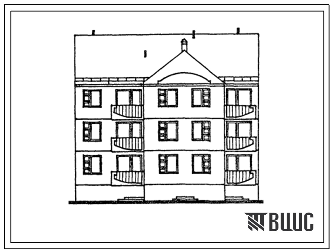 Типовой проект 104-088.13.88 Трехэтажная блок-секция рядовая на 9 квартир. Для Латвийской ССР