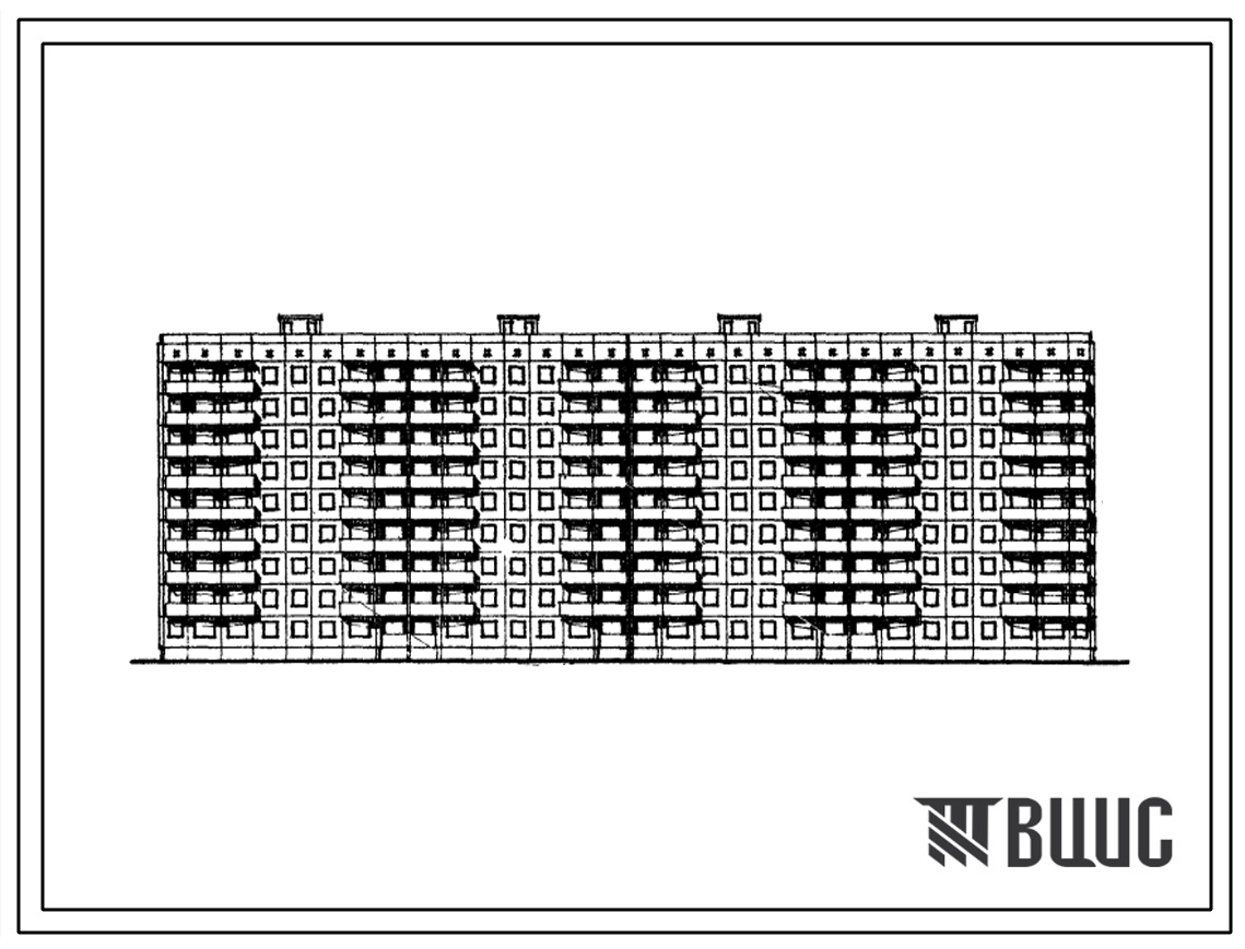 Типовой проект 111-94-2/73 Девятиэтажный четырехсекционный крупнопанельный жилой дом на 144 квартиры (однокомнатных 1Б-36, двухкомнатных 2Б-36, трехкомнатных 3А-36, трехкомнатных 3Б-18, пятикомнатных 5Б-18) с шагом поперечных стен 2,7 и 3,3 м, для строите