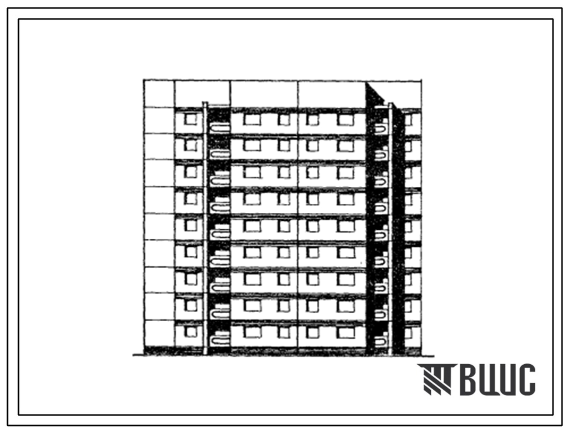 Типовой проект 152-026.13.86 9-этажная торцевая блок-секция на 36 квартир 2Б.2Б.3Б.4Б правая (для строительства в г. Лангепасе Тюменской области)