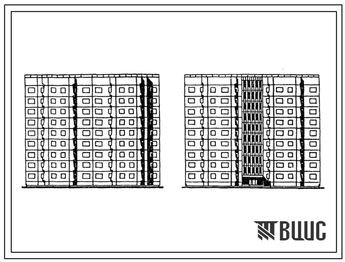 Типовой проект 93-046.13.86 Блок-секция рядовая 9-этажная 72-квартирная 2Б-2Б-2Б-1Б-1Б-2Б-2Б-2Б для г. Мурманска и Мурмаской области