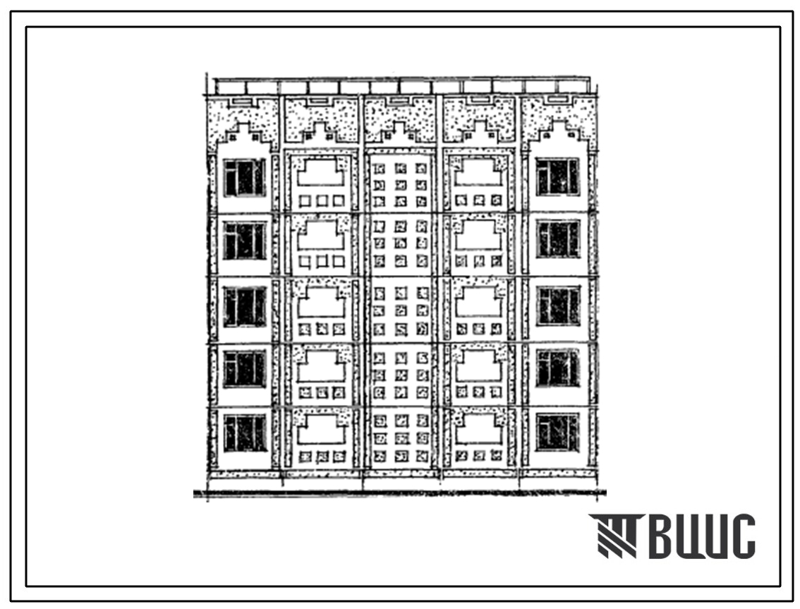 Типовой проект 121-0167с.13.87 Блок-секция рядовая с тоцевыми окончаниями 5-этажная 15-квартирная 2.2.2. Для строительства в Казахской ССР.