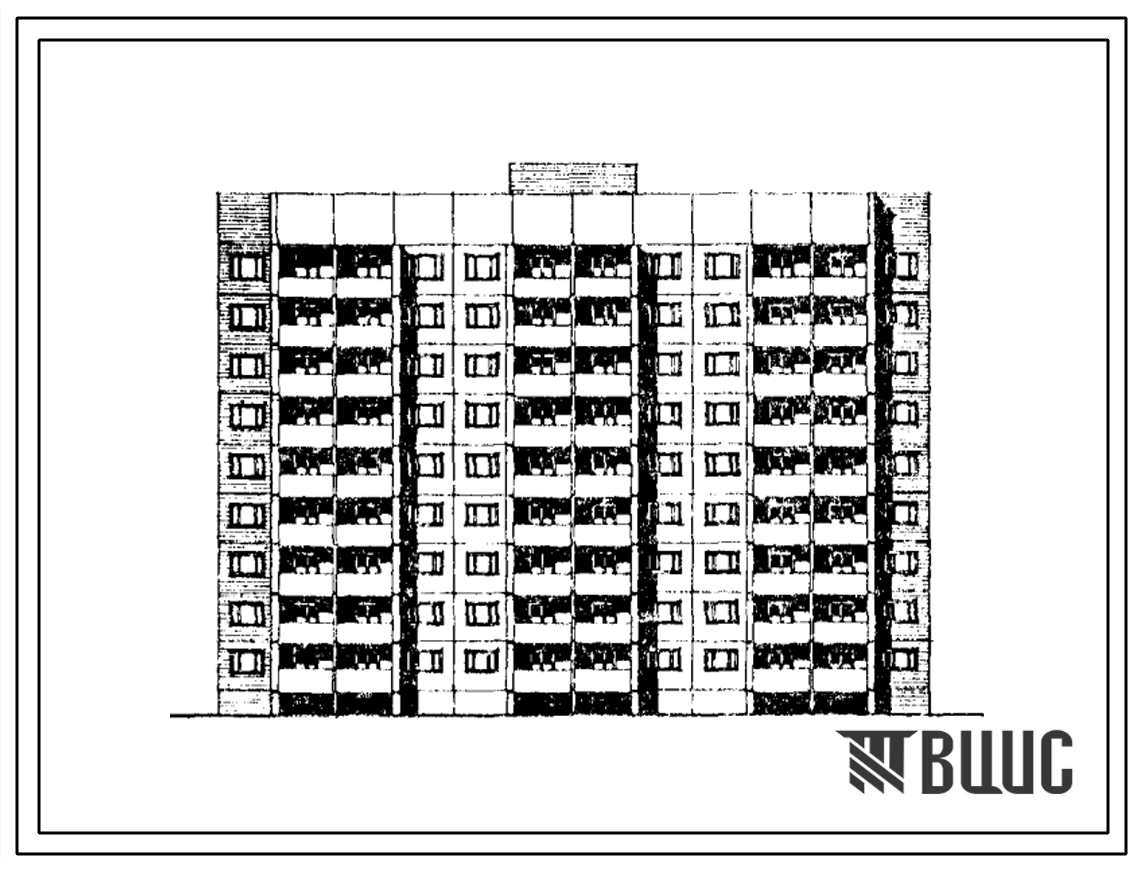 Типовой проект 91-041.85 Девятиэтажная блок-секция рядовая с торцевыми окончаниями на 89 квартир. Для строительства в Курской и Белгородской областях