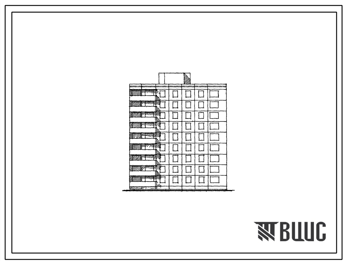Типовой проект 121-017 Девятиэтажная 36-квартирная блок-секция торцевая правая (двухкомнатных 2Б-27, трехкомнатных 3Б-9). Для строительства в 1В климатическом подрайоне, 2 и 3 климатических районах.