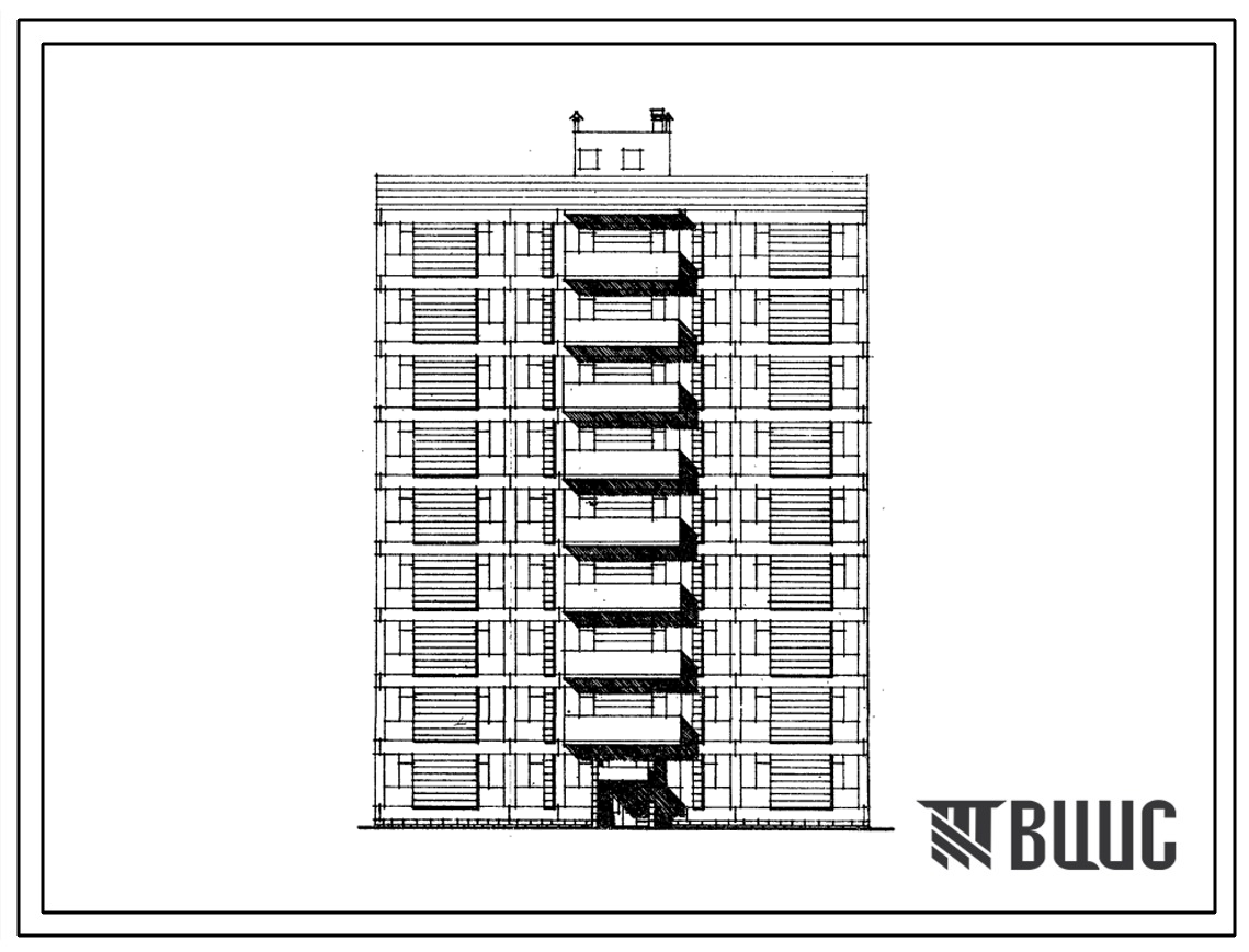 Типовой проект 111-017с Блок-секция поворотная на 18 квартир каркасно-панельных девятиэтажных жилых домов.
