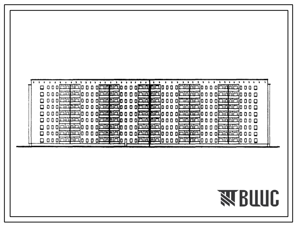 Типовой проект 1У-438А-43 Девятиэтажный шестисекционный жилой дом на 216 квартир (однокомнатных-1, двухкомнатных-107, трехкомнатных-108). Стены из кирпича.