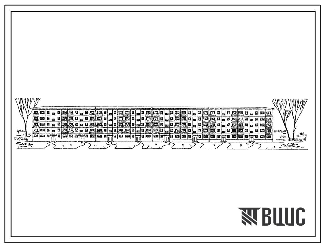 Фасады Типовой проект 1-464ДП-14  Пятиэтажный крупнопанельный жилой дом на 119 квартир (однокомнатных  19, двухкомнатных  59, трехкомнатных  31, четырехкомнатных  10).