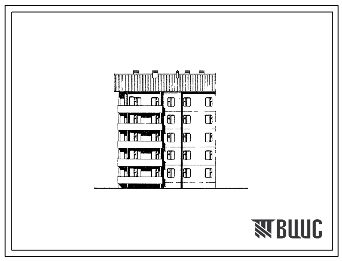 Типовой проект 135-0291с.13.86 5-этажная торцевая левая блок-секция на 15 квартир 1Б-2Б-3Б (для Тувинской АССР)