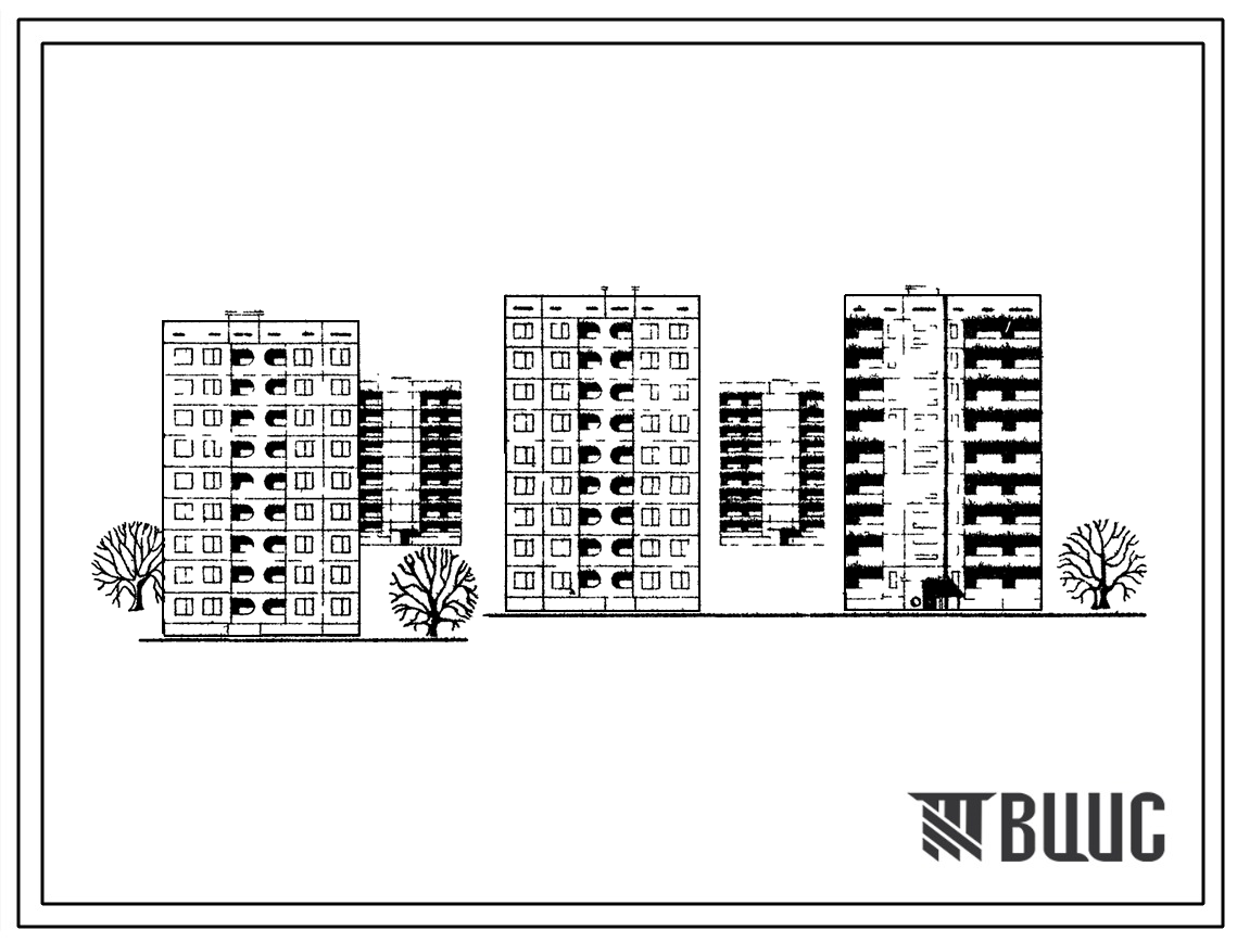 Типовой проект 135-069 Девятиэтажная блок-секция рядовая правая на 18 квартир (трехкомнатных 3А-9; четырехкомнатных 4Б-9).