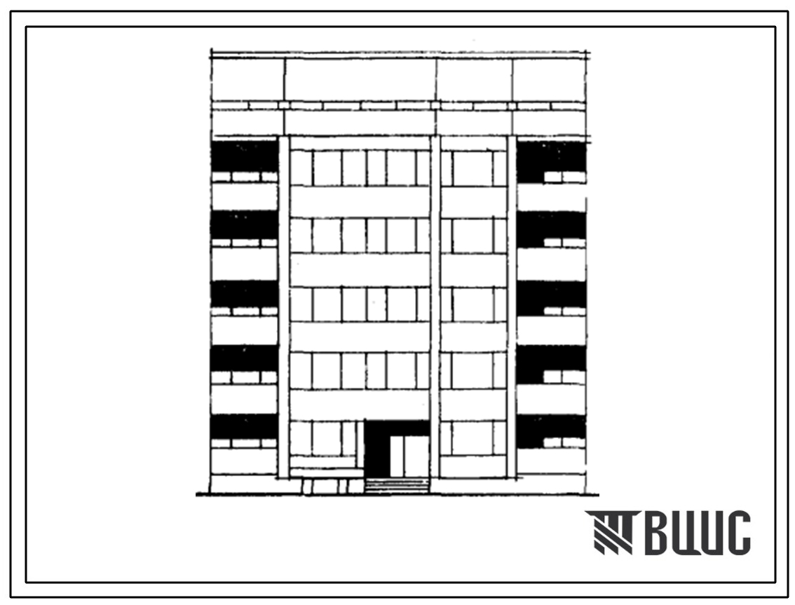 Типовой проект 103-037/1 Пятиэтажная блок-секция с торцевыми окончаниями на 14 квартир (двухкомнатных 2Б-12, трехкомнатных 3Б-2). Для строительства во 2Б и 2В климатических подрайонах Латвийской ССР