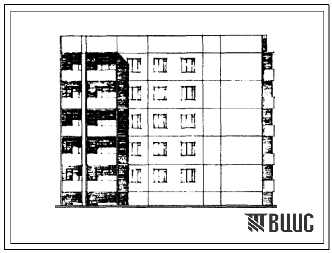 Типовой проект 93-039.84 Блок-секция 5-этажная 20-квартирная торцевая-угловая правая 1Б-2Б-3Б-3Б